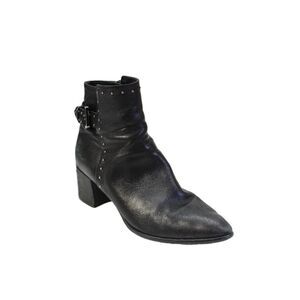 Albano Women's Pointed Toe Block Heels Studs Ankle Boots Black Size 41
